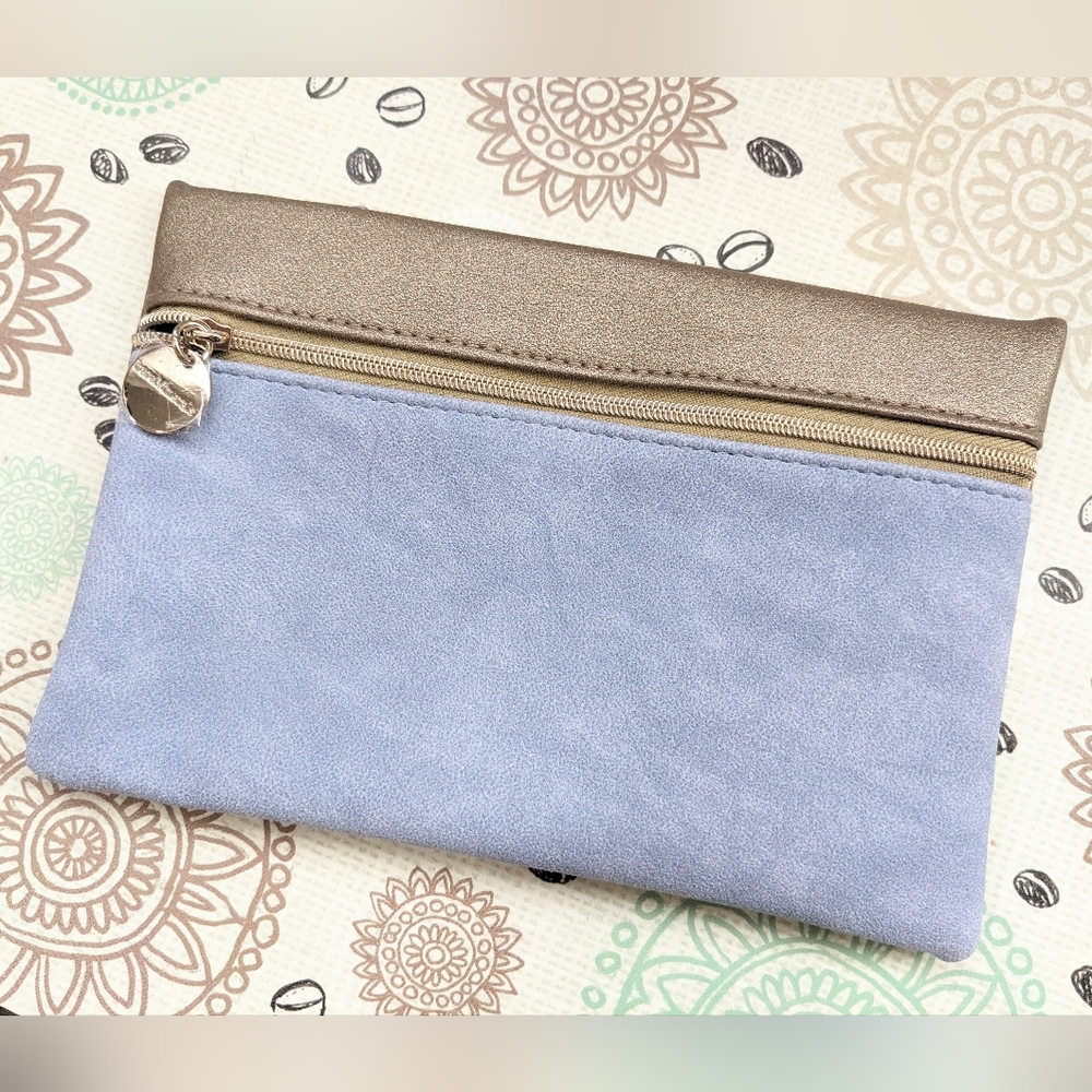 BareMinerals limited edition small blue & bronze cosmetic bag